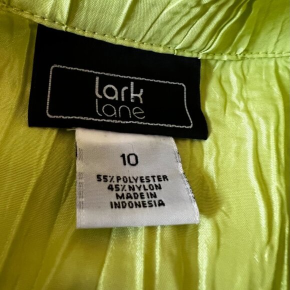 Lark Lane Crinkled Kiwi Green Drawstring Waist Zippered Long Sleeve Jacket 10 - Picture 5 of 7